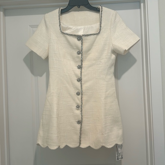 MISS ROSIER QUEENDOM-SQUARE-NECK FITTED MINI DRESS SIZE L - Picture 2 of 5